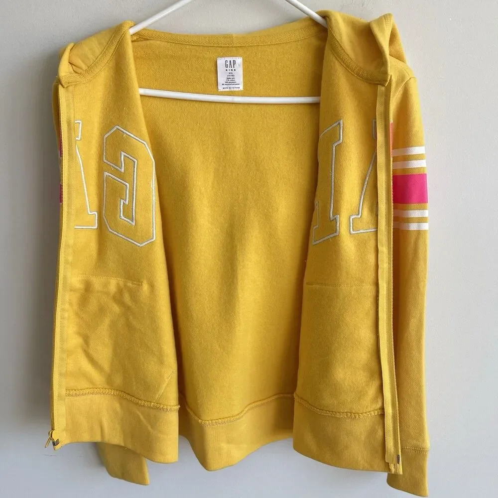GAP Girls Youth XXL 14/16 Fleece Hoodie Zip Up Sweatshirt Yellow‎